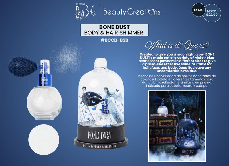 Load image into Gallery viewer, Face- Beauty Creations Corpse Bride Bone Dust Body &amp; Hair Shimmer BCCB-BSB (3pc bundle, $11 each)
