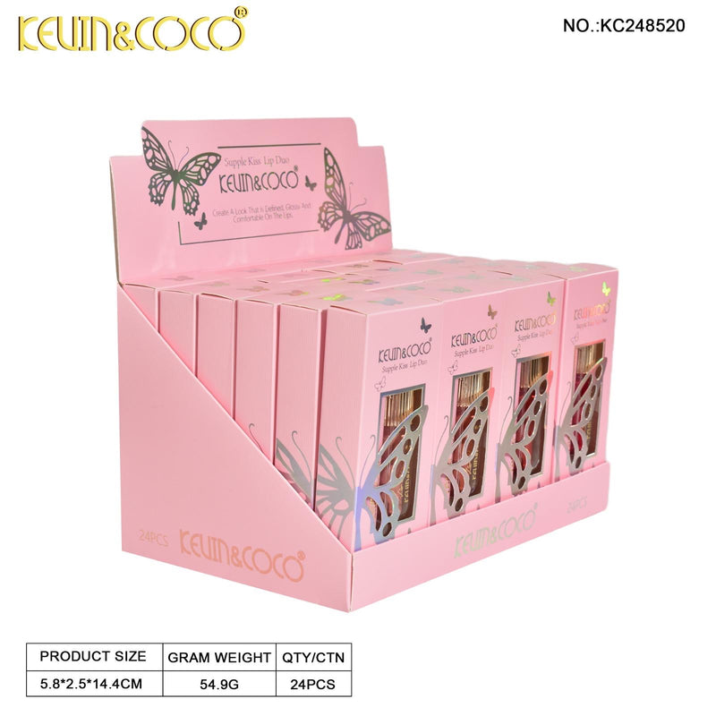 Load image into Gallery viewer, Lips-Kevin&amp;Coco Supple Kiss Butterfly Lip Duo KC248520 ($2 each, 24pc display)
