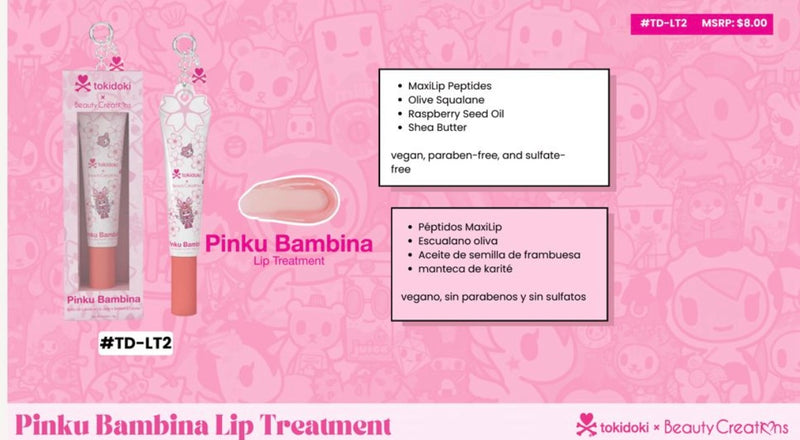 Load image into Gallery viewer, Lips-Beauty Creations x Tokidoki Pinku Bambina Lip Treatment #TD-LT2 ($3.75 each, 4pc bundle)
