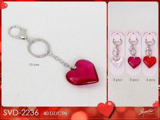 Accessories- Valentine Glass Heart keychain SVD-2236 (12pc pack)