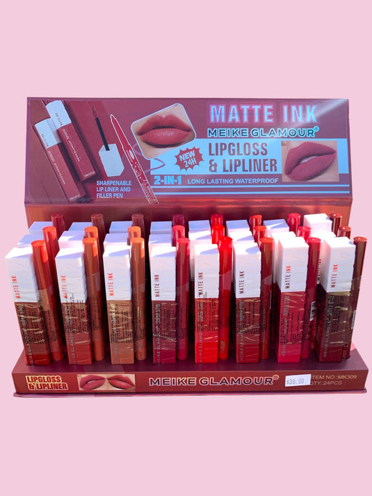 Lips-Matte Ink Lip Gloss & Lip Liner MK309 ($1.25 each, 24pc display)