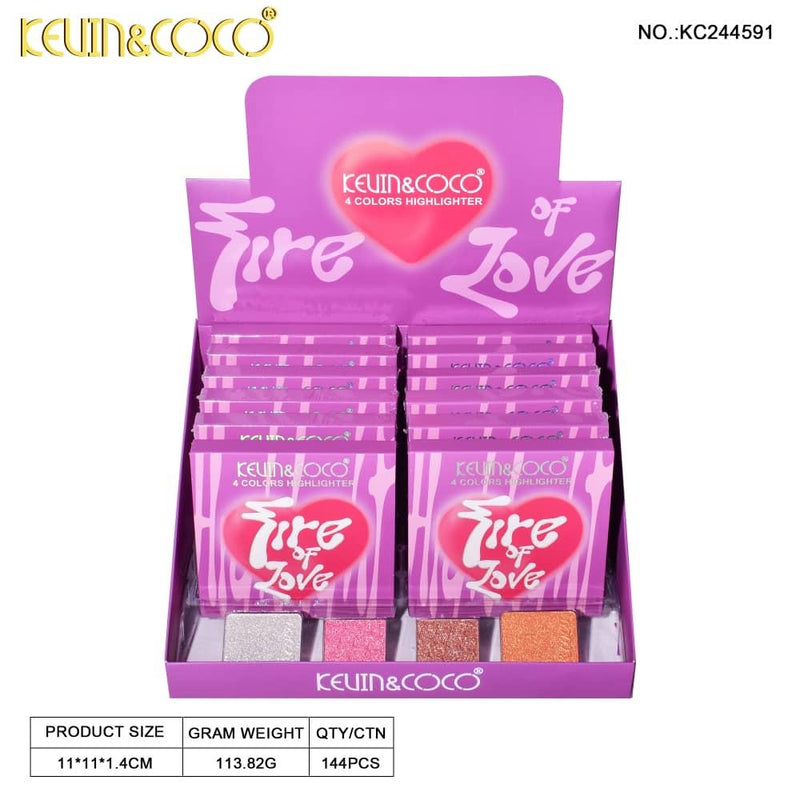 Load image into Gallery viewer, Eyes- Kevin&amp;Coco Fire Of Love Highlight Palette KC244591 (12pc display, 2.50 each)
