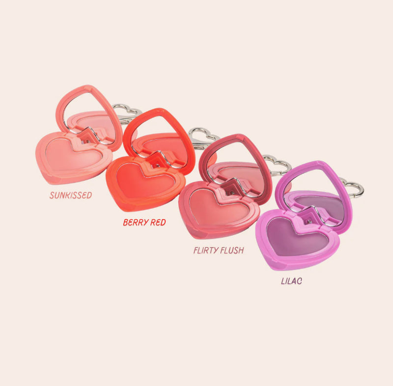 Load image into Gallery viewer, Lips- Kara Glow On The Go! Stay Blushin’ Lip &amp; Cheek Heart Keychain FLIRTY FLUSH F4-32-1 (4pc bundle, $3.50 each)
