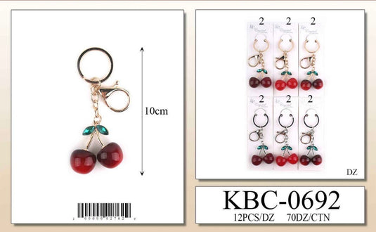 Accessories-Metal Cherry Keychain KBC-0692 (12pc pack)