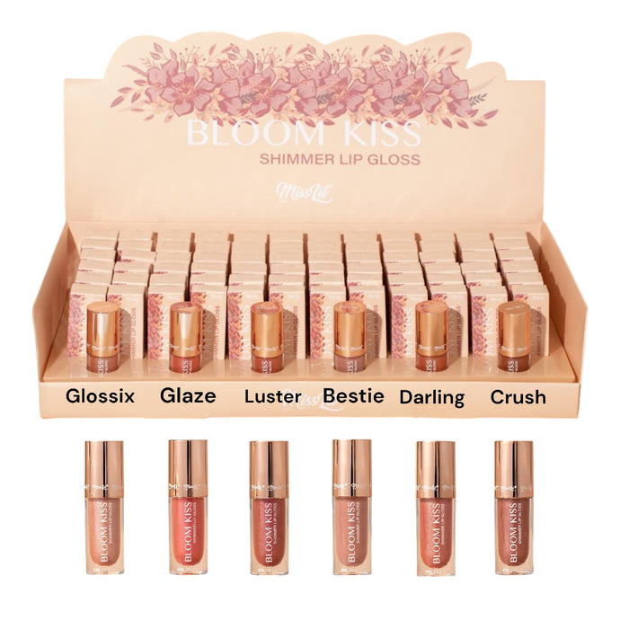 Lips- Mis Lil Bloom Kiss Shimmer Lip Gloss Display MLSLG-07 (72pc display+ testers)