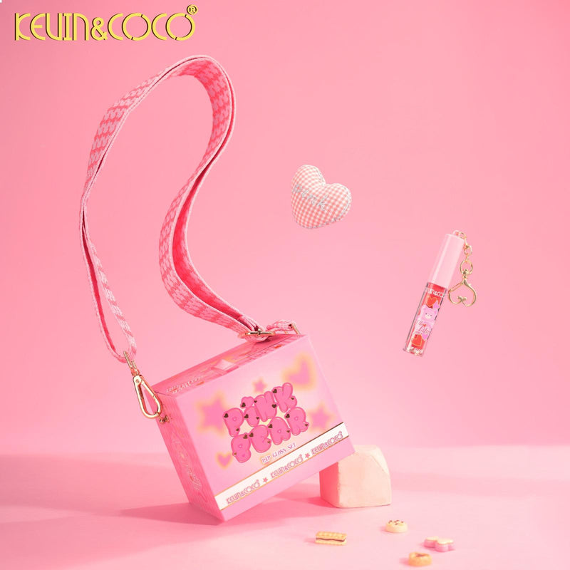 Load image into Gallery viewer, Lips-Kevin&amp;Coco Pink Bear Lip Gloss Set KC1273 ($7.50 each, 6pc bundle)
