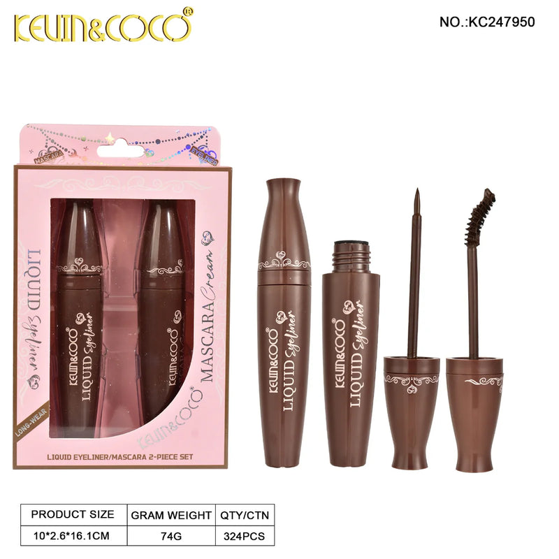 Load image into Gallery viewer, Eyes-Kevin&amp;Coco Dream Ballet Máscara &amp; Eyeliner Set: Brown KC247950 ($2 each, 12pcs display)
