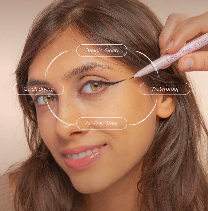 Load image into Gallery viewer, Eyes-Kara Beauty Lasting Strokes Dual Ended Waterproof Liquid Eyeliner BLACK EL2-14-1 ($4.50 each,4pc bundle)
