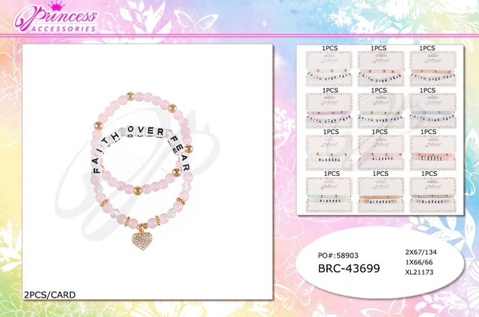 Jewelry-Faith Over Fear Beaded Bracelet BRC-43699 (12pc pack)
