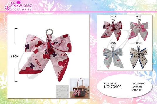 Accessories-Chery and Strawberry Bow Keychain KC-73400 (12pc pack)