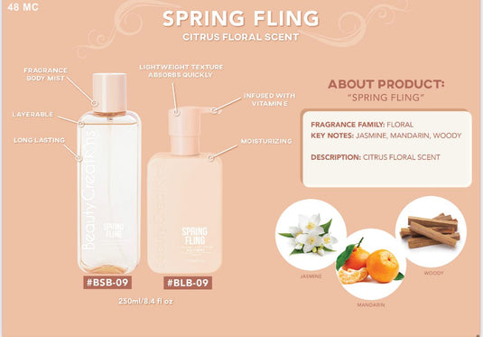 Skincare- Beauty Creations Fragrance Body Lotion & Mist- BLBSSET-09 Spring Fling (4pc bundle, $6.50 each)