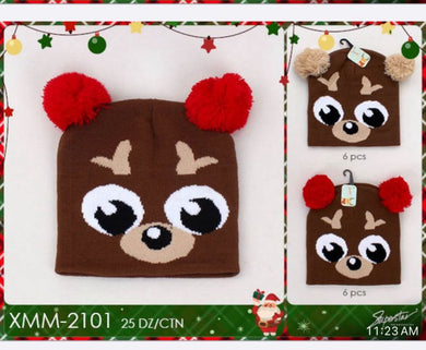 Hair- Xmas Kids Reindeer Beanie XMM-2101 (12pc pack)