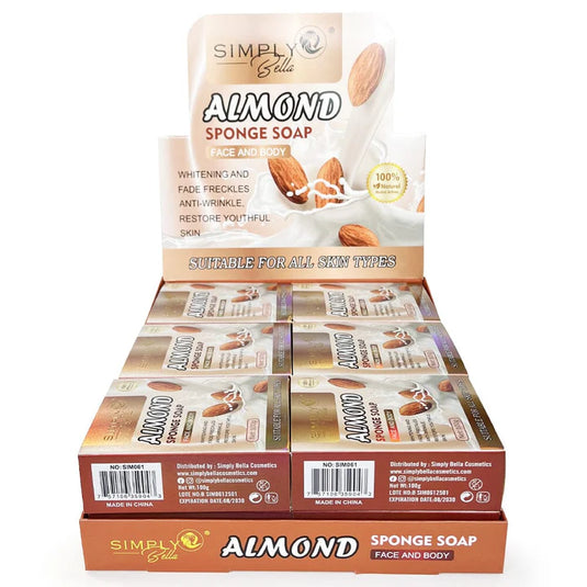 Skincare-Simply Bella Almond Sponge Soap SIM061 ($2 each, 12pc display)