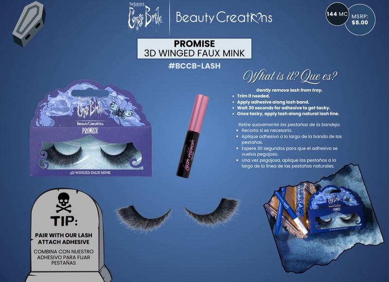 Load image into Gallery viewer, Eyes- Beauty Creations Corpse Bride Promise 3D Winged Faux Mink Lash BCCB-LASH (4pc bundle, $3.50 each)
