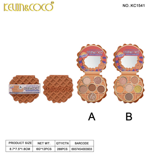 Eyes-Kevin&Coco Waffle Eyeshadow Palette KC1541 ($2 each, 12pc Display)
