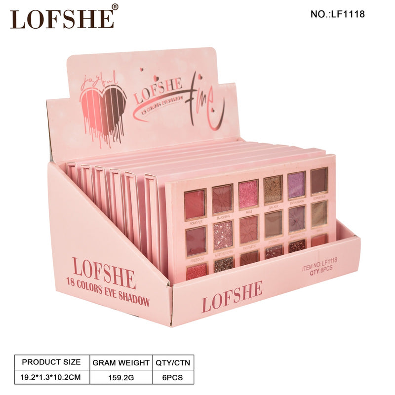 Load image into Gallery viewer, Face-Kevin&amp;Coco LOFSHE Joyful Time 18 Colors Eyeshadow Palette LF1118 ($2 each, 6pc display)
