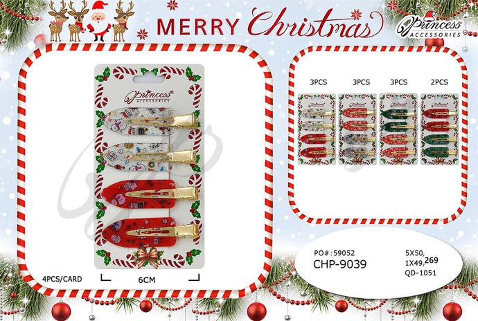 Hair-Christmas Hair Clips CHP-9039 (12pc pack)