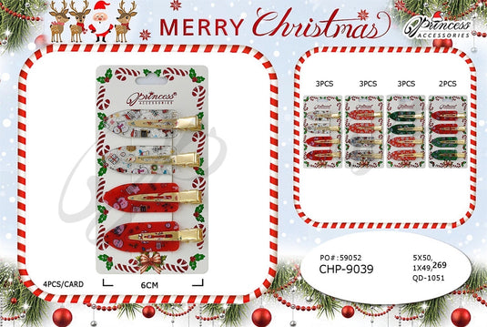 Hair-Christmas Hair Clips CHP-9039 (12pc pack)