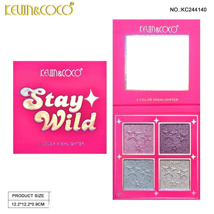 Eyes- Kevin & Coco Stay Wild Highlight Quad Palette KC244140 (12pc bundle,$2.50 each)