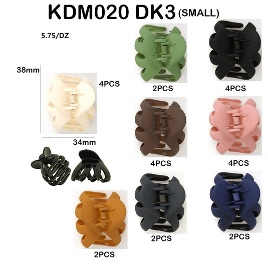 Hair- Small Assorted Hair Clip KDM020 DK3 (12pc pack)