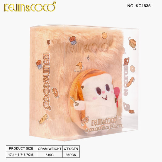 Eyes-Kevin&Coco Plush Bread 64 Colors Eyeshadow Palette KC1635 ($9 each, 6pc bundle)