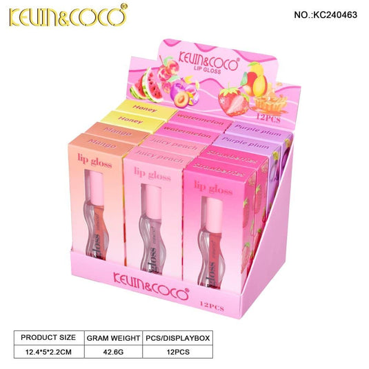 Lips- Kevin&Coco Fruit Lip Gloss KC240463 (12pc display, $1 each)