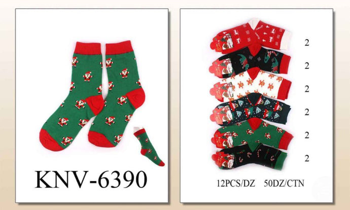 Accessories- Xmas High Socks KNV-6390 (12pc pack)