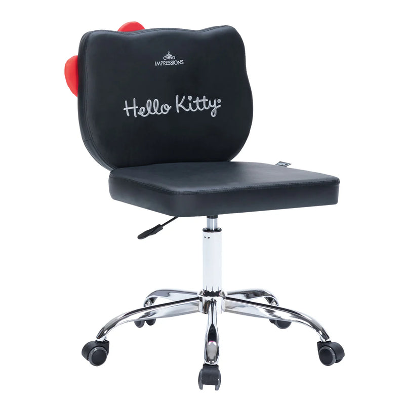 Load image into Gallery viewer, Impressions Hello Kitty Face Faux Leather Swivel Vanity Chair IVFC-HK229-PUBLK (1pc)
