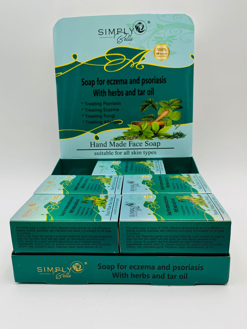 Load image into Gallery viewer, Skincare- Simply Bella Soap for Eczema &amp; Psoriasis with Herbs &amp; Tar Oil SIM009 (12pc box, $1.75 each)
