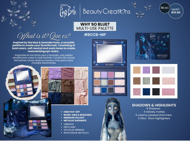 Load image into Gallery viewer, Eyes- Beauty Creations Corpse Bride Why So Blue? Multi-Use Palette BCCB-MP (4pc bundle, $8.50 each)
