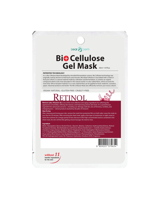 Skincare- Dear Derm Bio+Cellulose Gel Mask RETINOL (Pack of 10)