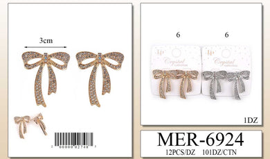 Jewelry- Rhinestone Bow Earring MER-6924 (12pc pack)