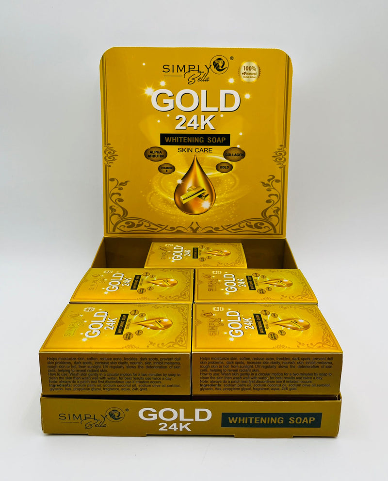 Load image into Gallery viewer, Skincare- Simply Bella Gold 24K Whitening Soap SIM006 (12pc box, $1.75 each)
