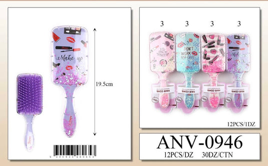 Hair-Plastic Hair Brush ANV-0946 (12pc pack)