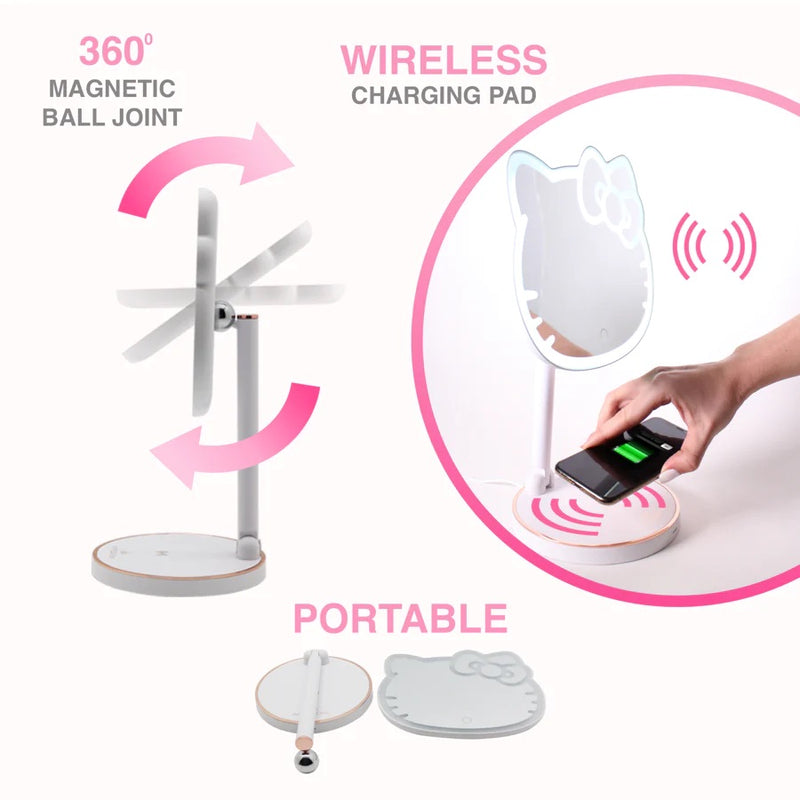 Load image into Gallery viewer, Novelties- Impressions Hello Kitty LED Rechargeable Makeup Mirror IVMM-HK01-WHT (1pc)
