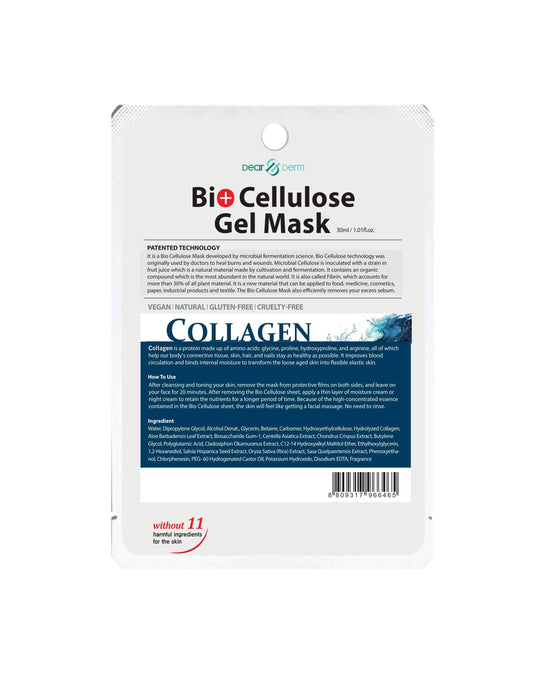 Skincare- Dear Derm Bio+Cellulose Gel Mask COLLAGEN (Pack of 10)