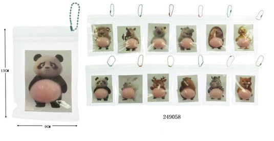 Accessories-3D Animals Big Belly Sticker Keychain 249058 (12pc pack)