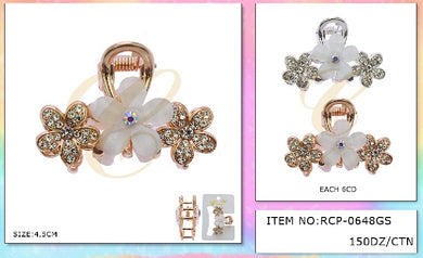 Hair-Mini Metal Flower Hair Clip Silver and Gold RCP-0648GS (12pc pack)