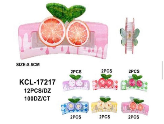 Hair-Fruits Jaw Hair Clip KCL-17217 (12pc pack)