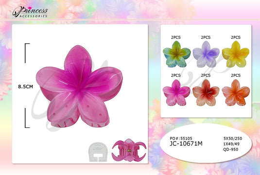 Hair-Colorful Flower Hair Clip JC-10671M (12pc pack)