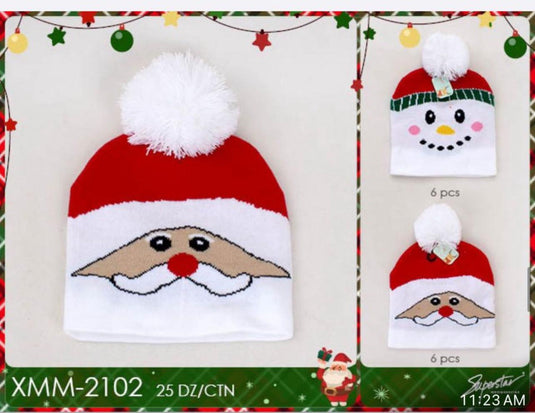 Hair- Xmas Santa/Snowman kids Beanie XMM-2102 (12pc pack)