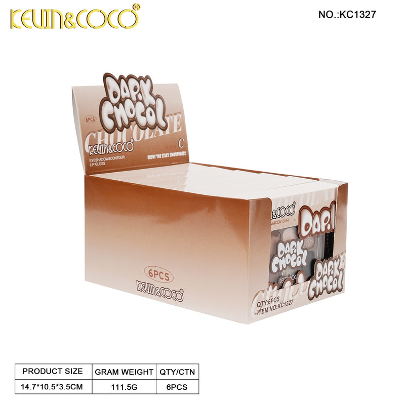 Load image into Gallery viewer, Eyes-Kevin&amp;Coco Dark Chocol Palette &amp; Lip Gloss Set KC1327 ($2.25 each, 6pc display)
