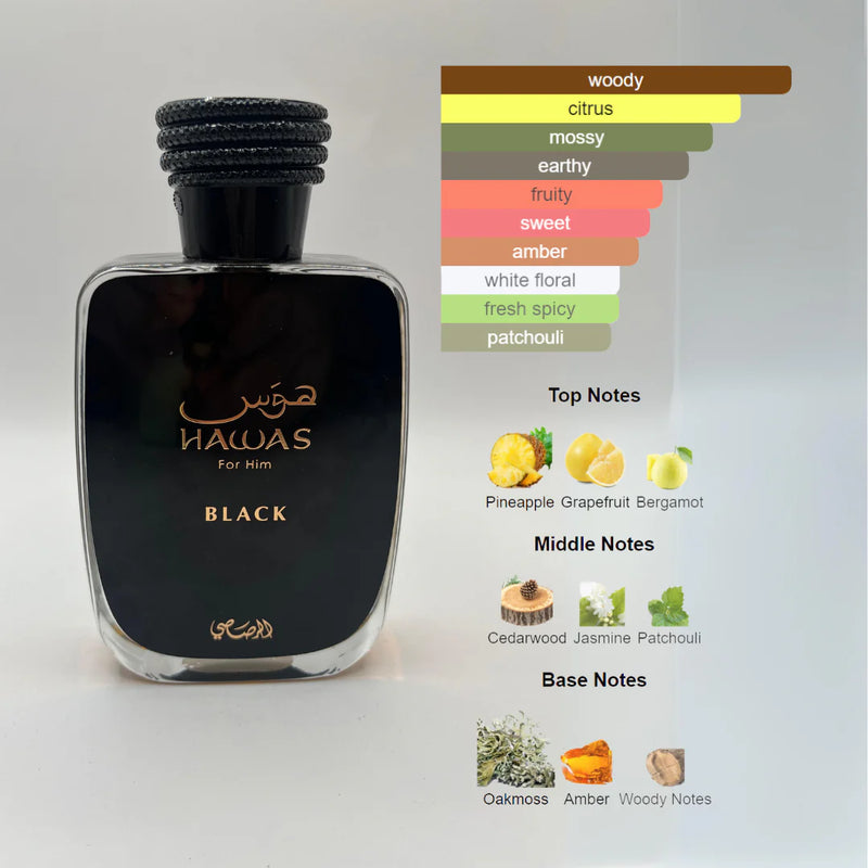 Load image into Gallery viewer, Perfumes- Hawas Black By Rasasi Eau De Parfum 3.4oz/100ml
