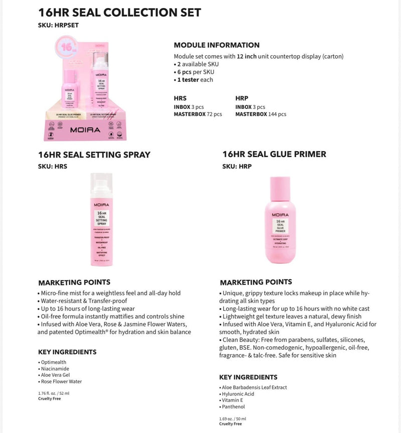 Load image into Gallery viewer, Skincare-Moira 16Hr Seal  Display HRPSET (12pc display + Testers)
