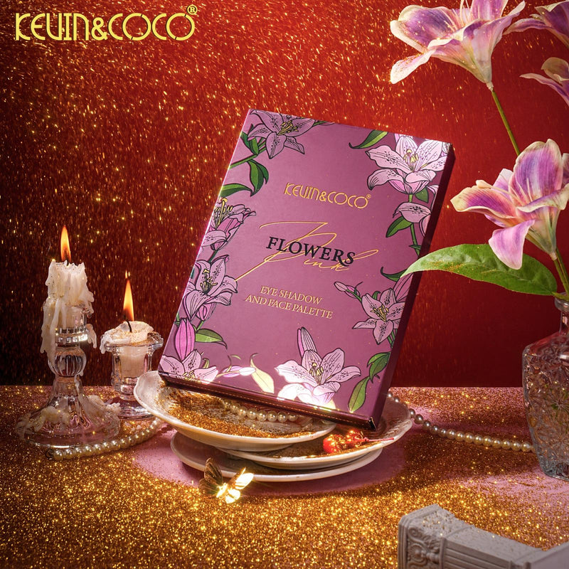 Load image into Gallery viewer, Eyes-Kevin&amp;Coco Pink Flowers Eyeshadow Palette KC1491 ($9.75 each, 6pc Display)
