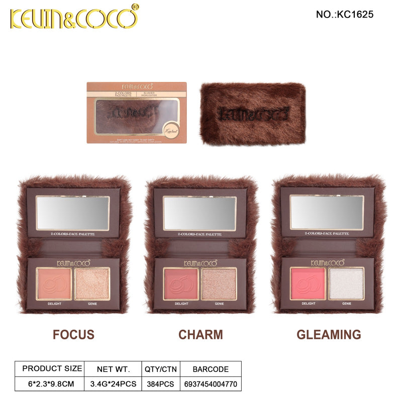 Load image into Gallery viewer, Face-Kevin&amp;Coco Hazelnut Blush &amp; Highlight Palette KC1625 ($2.50 each, 24pc Display)
