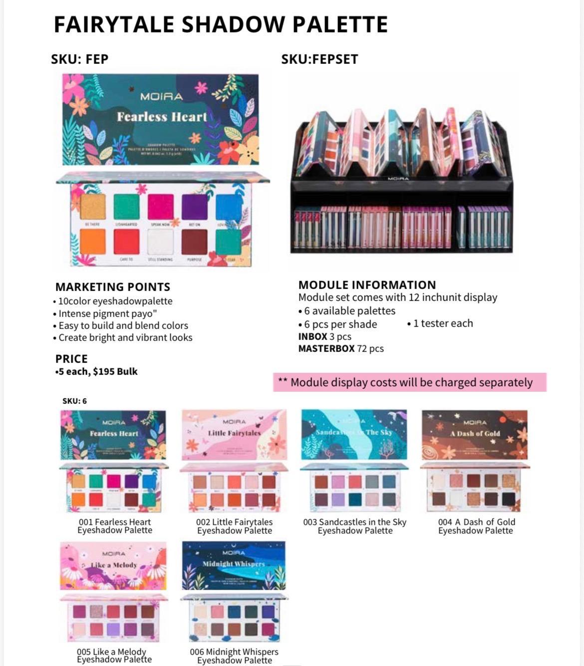 Eyes-Moira Fairytale Shadow Palette #FEPSET ($5 each, 36pc display + t ...