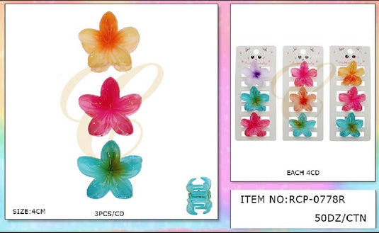 Hair-Hawaiian Flower Hair Clip RCP-0778R (12pcs pack)
