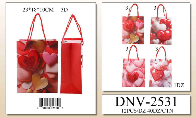 Accessories- Valentine Hearts Gift Bag Small DNV-2531 (12pc pack)