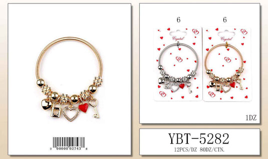 Jewelry- Valentines Charm Bracelet YBT-5282 (12pc pack)